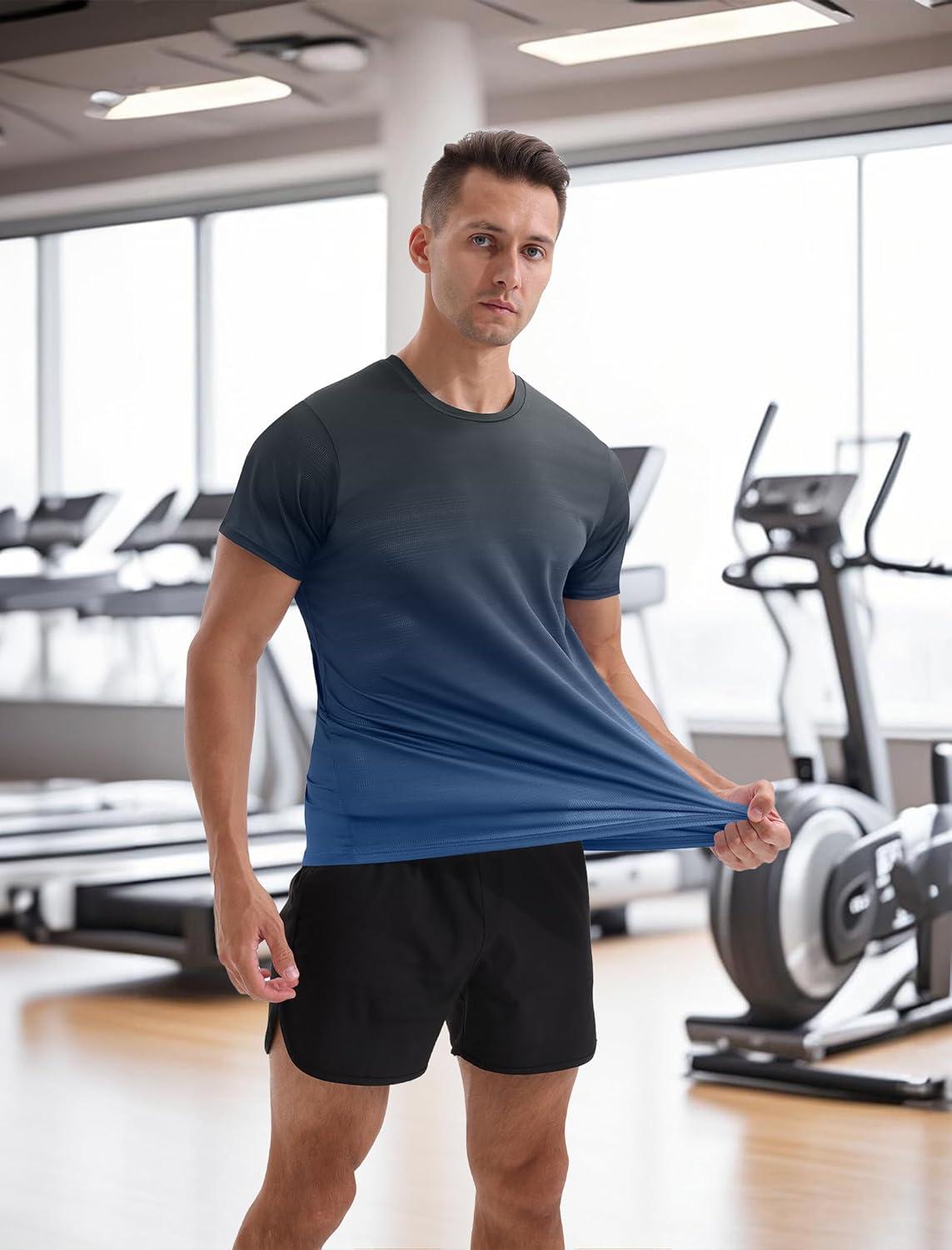 imageAPTRO Mens Athletic TShirts Quick Dry Running Workout Shirts Short Sleeve Activewear Crew Neck Gym Tee TopsB09 Black Blue