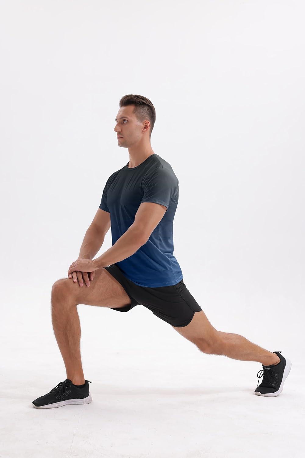 imageAPTRO Mens Athletic TShirts Quick Dry Running Workout Shirts Short Sleeve Activewear Crew Neck Gym Tee TopsB09 Black Blue