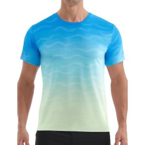 imageAPTRO Mens Athletic TShirts Quick Dry Running Workout Shirts Short Sleeve Activewear Crew Neck Gym Tee TopsLight Bluegreen