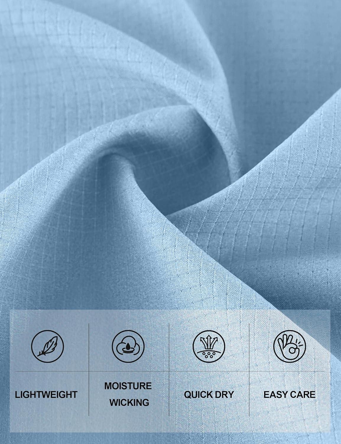 imageMens Cuban Guayabera Shirts Short Sleeve Casual Button Down Summer Shirt Beach Vacation TopsBlue