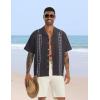 imageMens Cuban Guayabera Shirts Short Sleeve Casual Button Down Summer Shirt Beach Vacation TopsBlack
