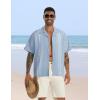 imageMens Cuban Guayabera Shirts Short Sleeve Casual Button Down Summer Shirt Beach Vacation TopsBlue