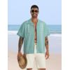 imageMens Cuban Guayabera Shirts Short Sleeve Casual Button Down Summer Shirt Beach Vacation TopsGreen