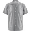 imageMens Cuban Guayabera Shirts Short Sleeve Casual Button Down Summer Shirt Beach Vacation TopsGrey