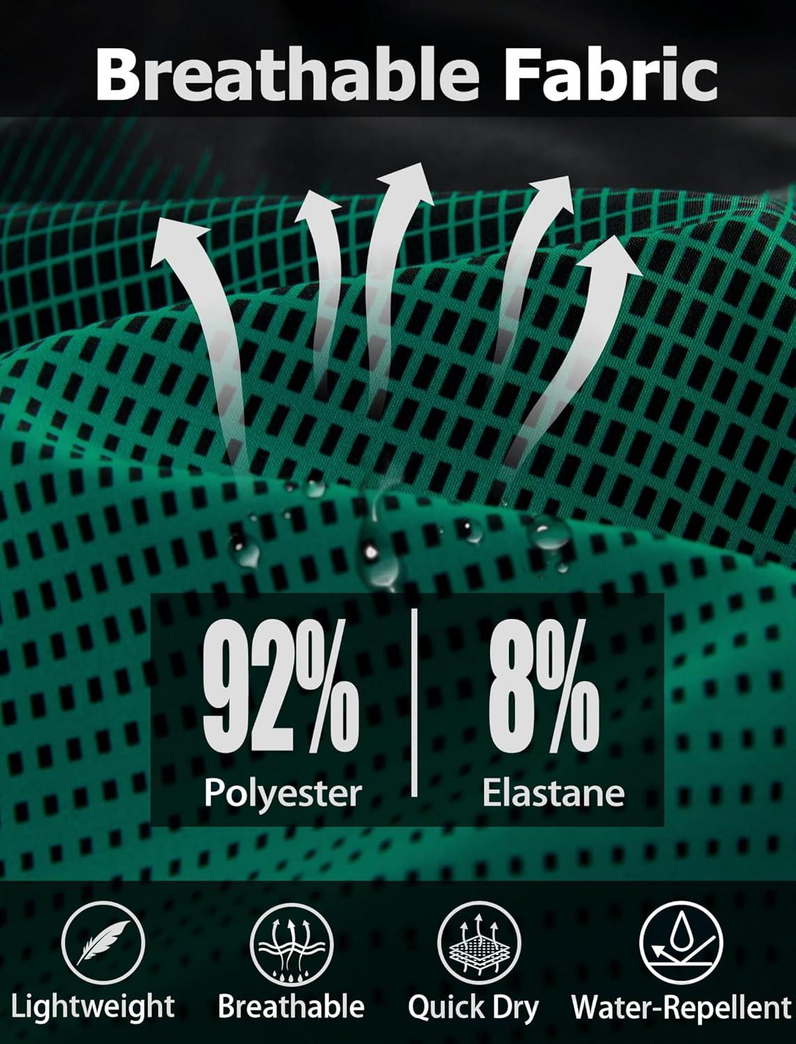 imageAPTRO Mens Swim Trunks 9 inch Bathing Suit Board Shorts with Zipper Pockets Swimming Swimsuit Beach Shorts Big and TallLr Black Green