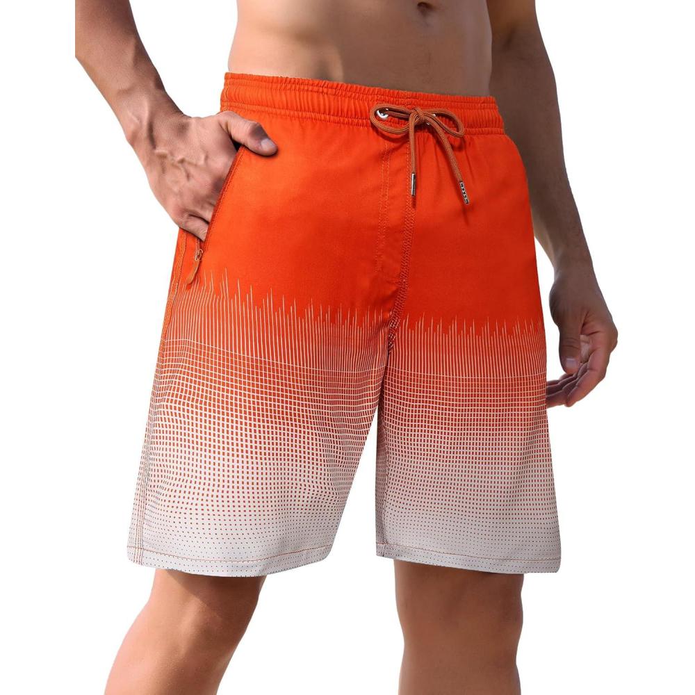 imageAPTRO Mens Swim Trunks 9 inch Bathing Suit Board Shorts with Zipper Pockets Swimming Swimsuit Beach Shorts Big and TallA06 Reddish Orange