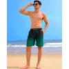 imageAPTRO Mens Swim Trunks 9 inch Bathing Suit Board Shorts with Zipper Pockets Swimming Swimsuit Beach Shorts Big and TallLr Black Green