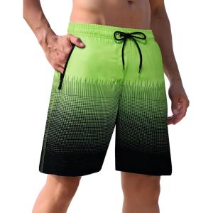 imageAPTRO Mens Swim Trunks 9 inch Bathing Suit Board Shorts with Zipper Pockets Swimming Swimsuit Beach Shorts Big and TallA04 Green