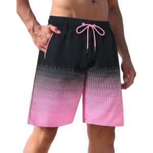 imageAPTRO Mens Swim Trunks 9 inch Bathing Suit Board Shorts with Zipper Pockets Swimming Swimsuit Beach Shorts Big and TallLr Pink