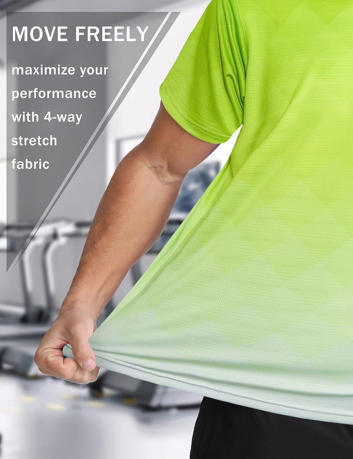 imageMens Athletic TShirt Performance Gym Shirt Quick Dry Moisture Wicking Running Workout Short Sleeve TopsNeon Green