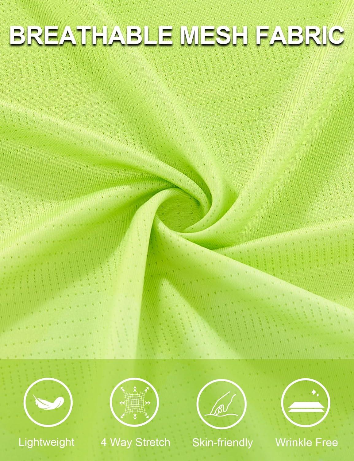 imageMens Athletic TShirt Performance Gym Shirt Quick Dry Moisture Wicking Running Workout Short Sleeve TopsNeon Green