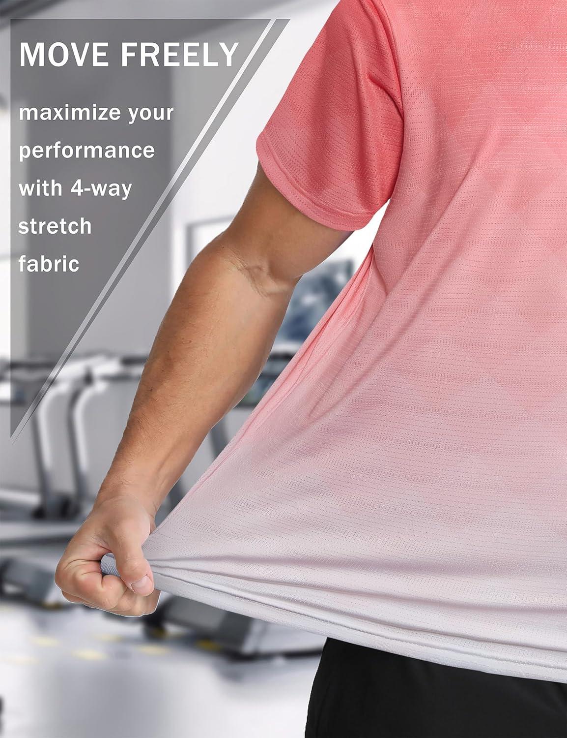 imageMens Athletic TShirt Performance Gym Shirt Quick Dry Moisture Wicking Running Workout Short Sleeve TopsPink