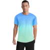 imageMens Athletic TShirt Performance Gym Shirt Quick Dry Moisture Wicking Running Workout Short Sleeve TopsBluegreen Gradient