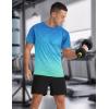 imageMens Athletic TShirt Performance Gym Shirt Quick Dry Moisture Wicking Running Workout Short Sleeve TopsDeep Bluegreen Gradient