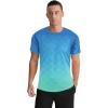 imageMens Athletic TShirt Performance Gym Shirt Quick Dry Moisture Wicking Running Workout Short Sleeve TopsDeep Bluegreen Gradient