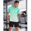 imageMens Athletic TShirt Performance Gym Shirt Quick Dry Moisture Wicking Running Workout Short Sleeve TopsGradient Cyan