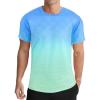 imageMens Athletic TShirt Performance Gym Shirt Quick Dry Moisture Wicking Running Workout Short Sleeve TopsBluegreen Gradient