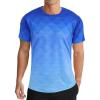 imageMens Athletic TShirt Performance Gym Shirt Quick Dry Moisture Wicking Running Workout Short Sleeve TopsGradient Royalblue