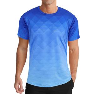 imageMens Athletic TShirt Performance Gym Shirt Quick Dry Moisture Wicking Running Workout Short Sleeve TopsGradient Royalblue