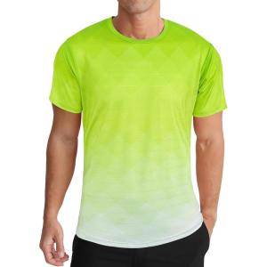 imageMens Athletic TShirt Performance Gym Shirt Quick Dry Moisture Wicking Running Workout Short Sleeve TopsNeon Green