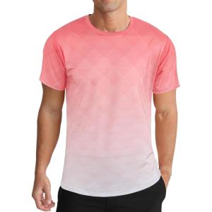 imageMens Athletic TShirt Performance Gym Shirt Quick Dry Moisture Wicking Running Workout Short Sleeve TopsPink