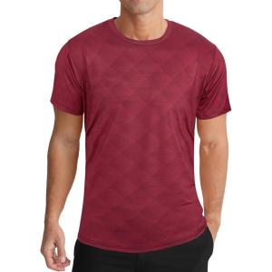imageMens Athletic TShirt Performance Gym Shirt Quick Dry Moisture Wicking Running Workout Short Sleeve TopsWine Red