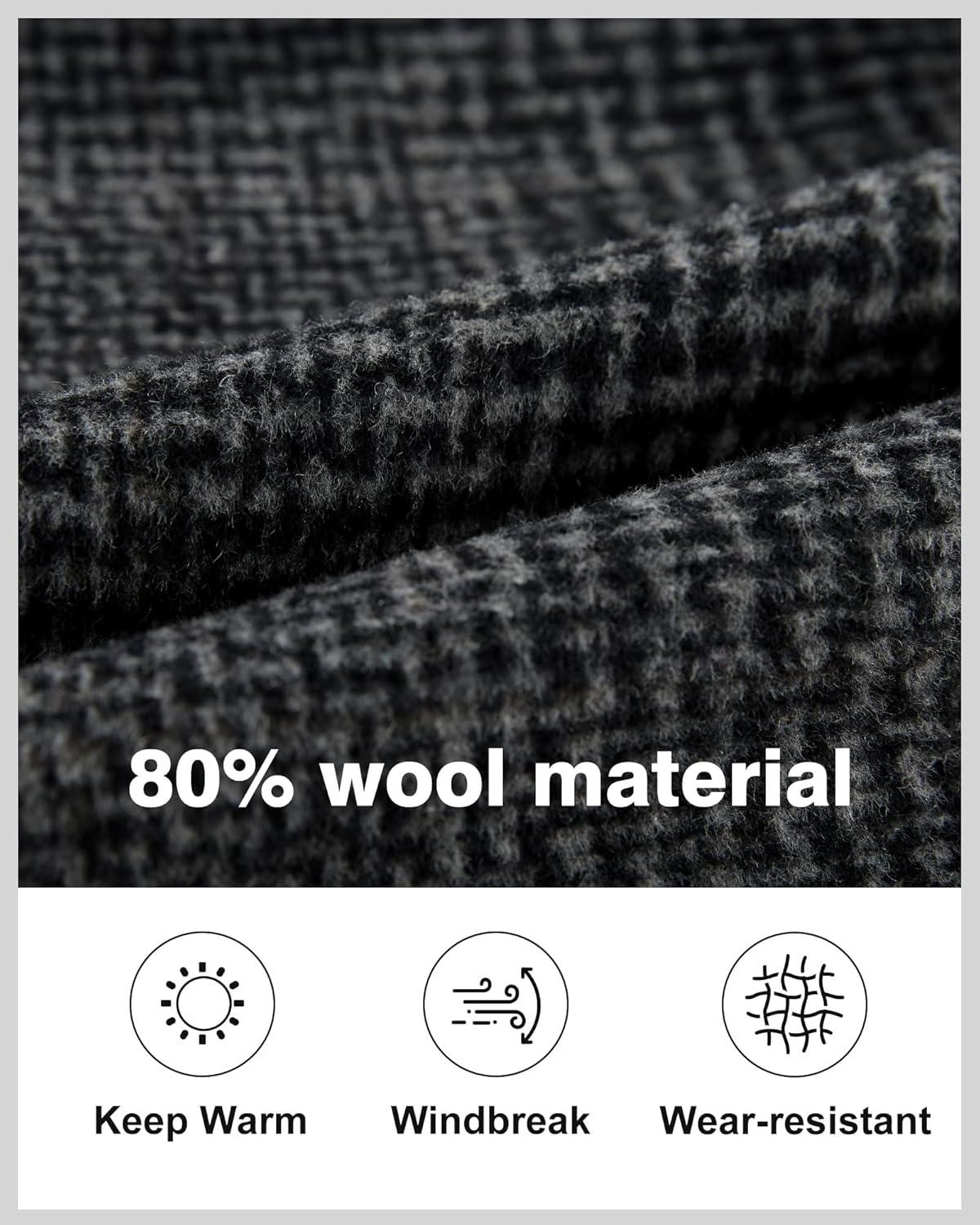 imageAPTRO Mens Pea Coat Wool Jacket Windbreaker Single Breasted Winter Coat11grey Plaid