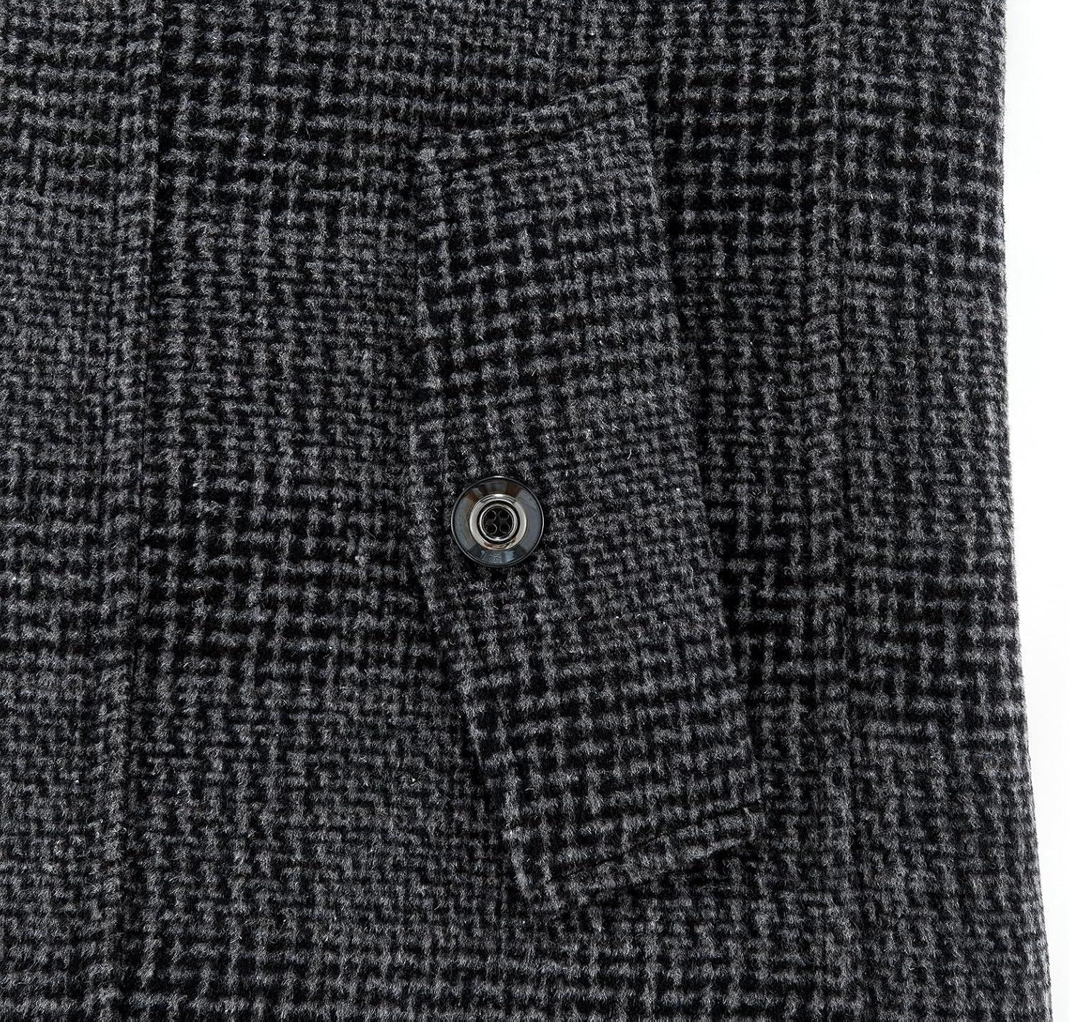 imageAPTRO Mens Pea Coat Wool Jacket Windbreaker Single Breasted Winter Coat11grey Plaid