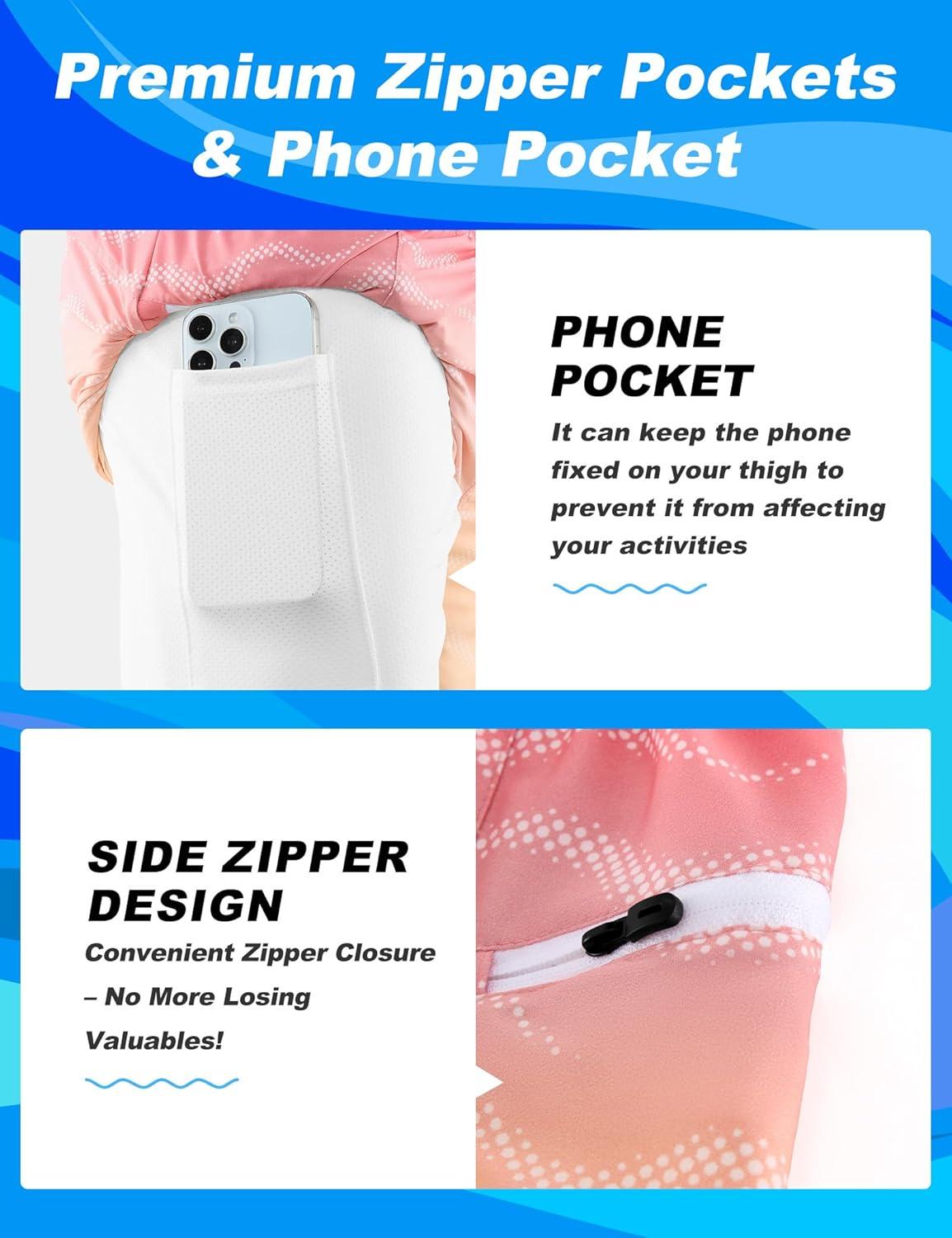 imageAPTRO Mens Swim Trunks with Compression Liner 5quot Quick Dry Bathing Suit Swim Shorts with Zipper Pockets Board Shorts SwimsuitW01pink