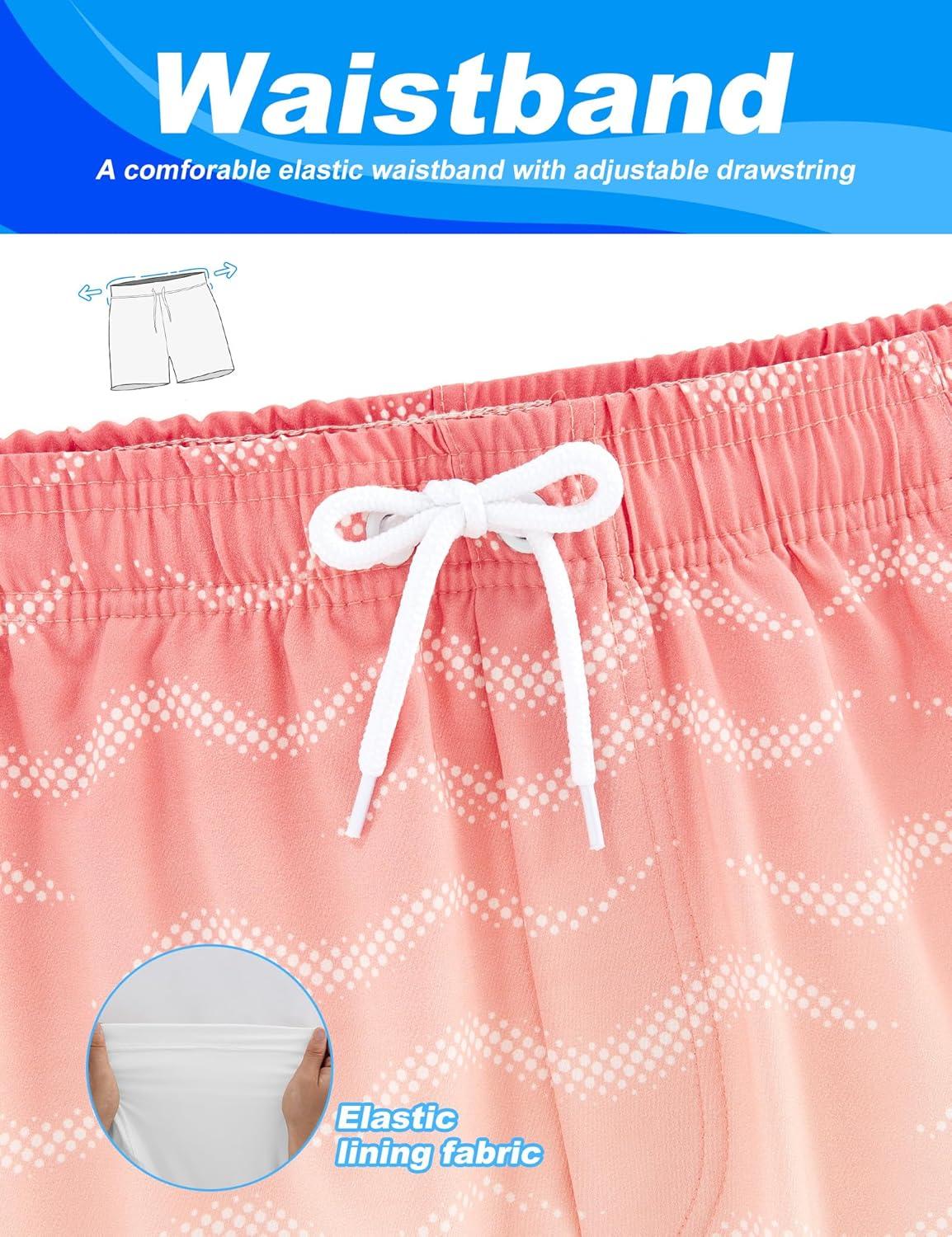 imageAPTRO Mens Swim Trunks with Compression Liner 5quot Quick Dry Bathing Suit Swim Shorts with Zipper Pockets Board Shorts SwimsuitW01pink