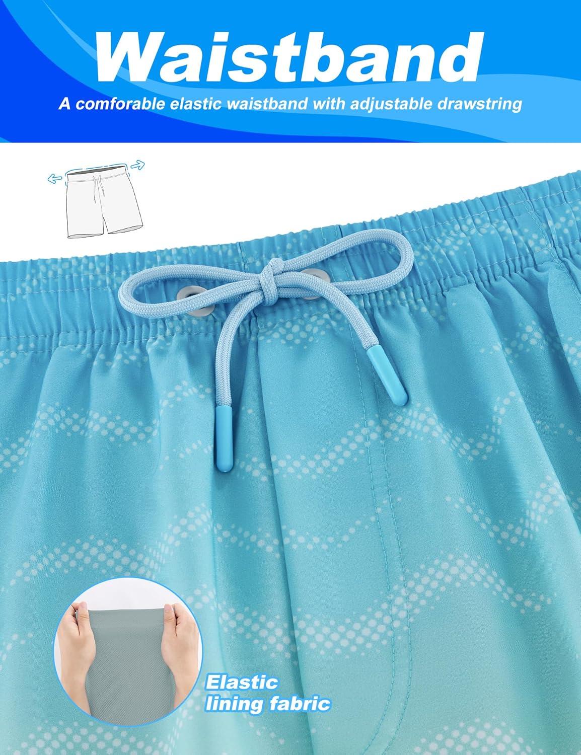 imageAPTRO Mens Swim Trunks with Compression Liner 5quot Quick Dry Bathing Suit Swim Shorts with Zipper Pockets Board Shorts SwimsuitW03light Blue