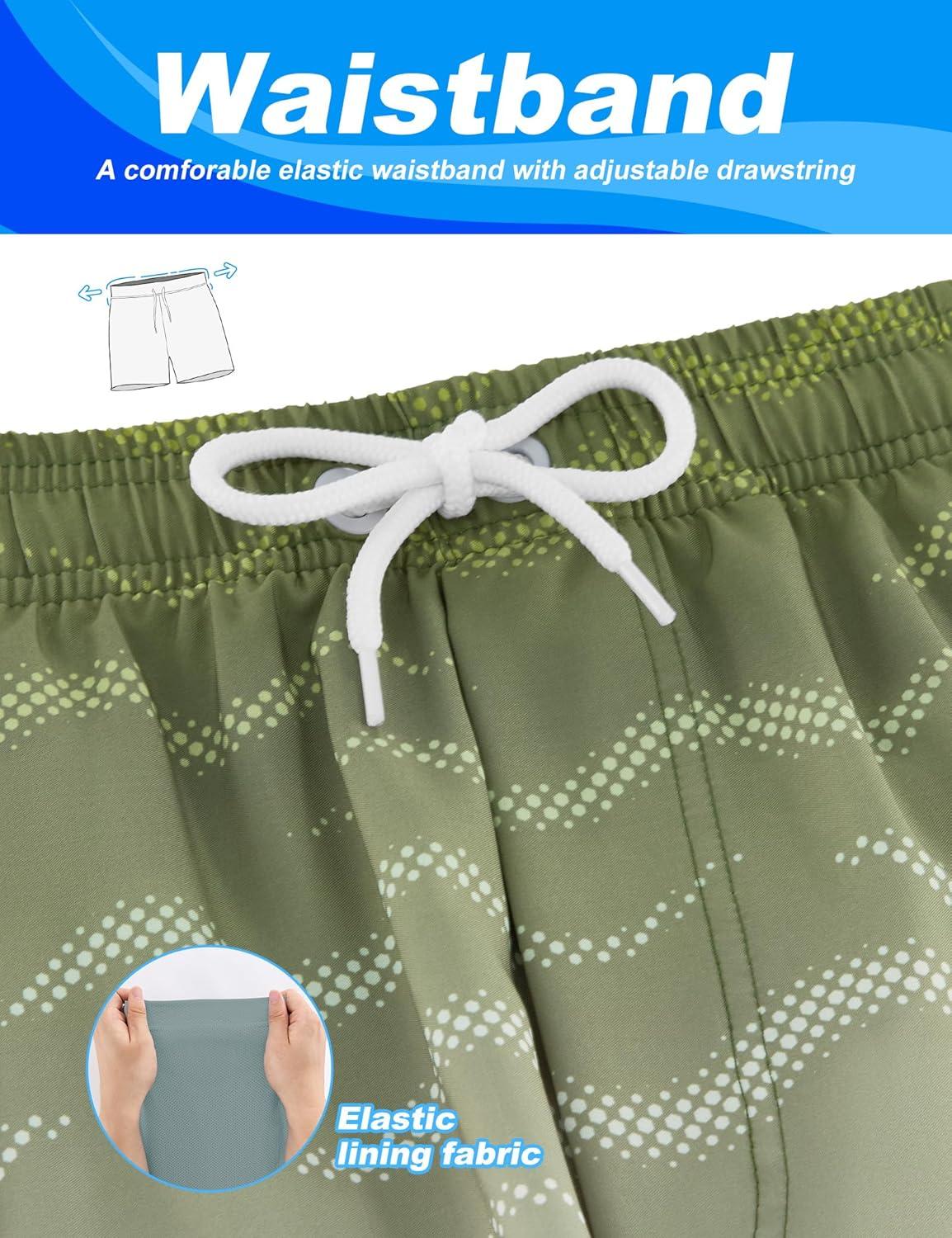 imageAPTRO Mens Swim Trunks with Compression Liner 5quot Quick Dry Bathing Suit Swim Shorts with Zipper Pockets Board Shorts SwimsuitW04army Green