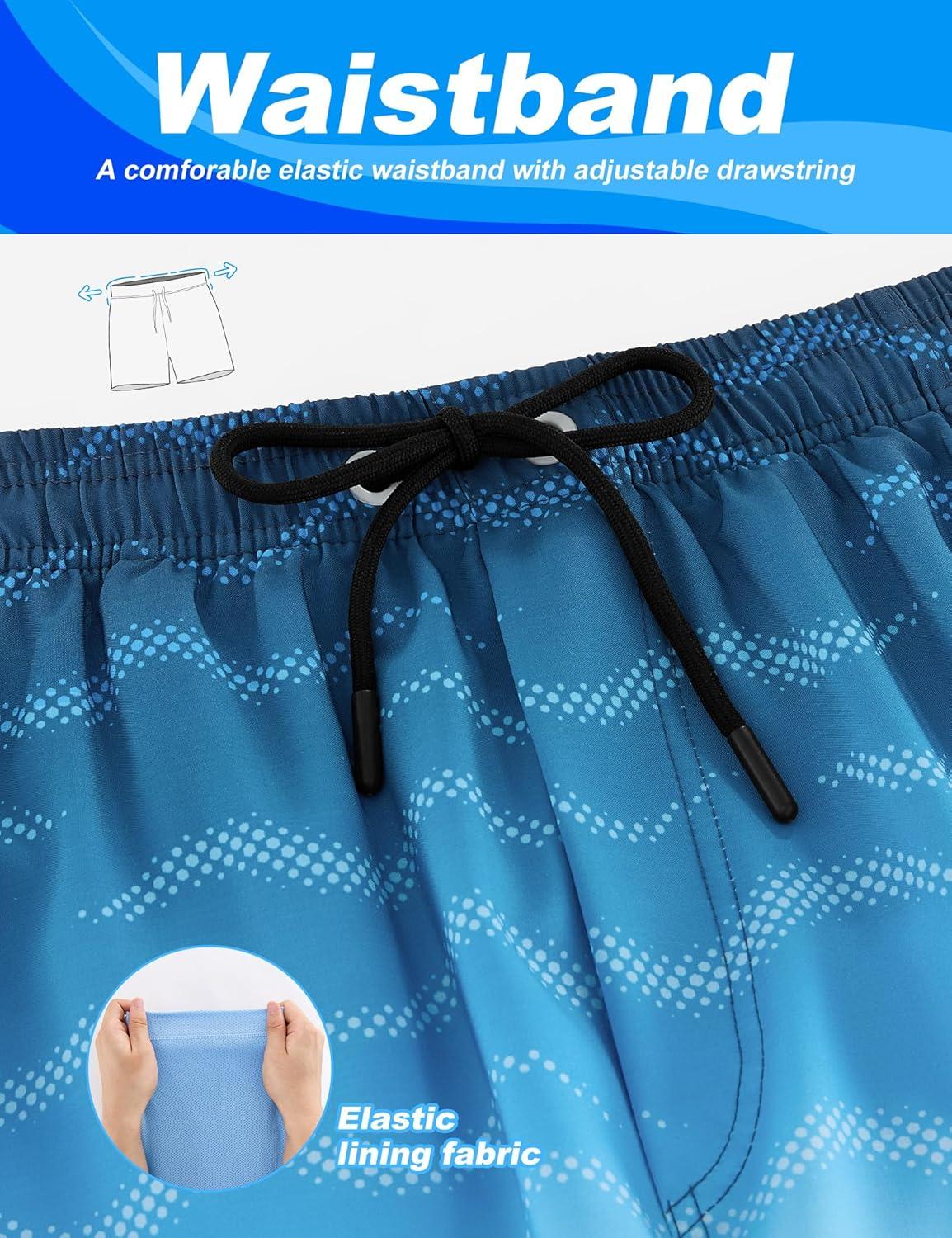 imageAPTRO Mens Swim Trunks with Compression Liner 5quot Quick Dry Bathing Suit Swim Shorts with Zipper Pockets Board Shorts SwimsuitW06dark Blue