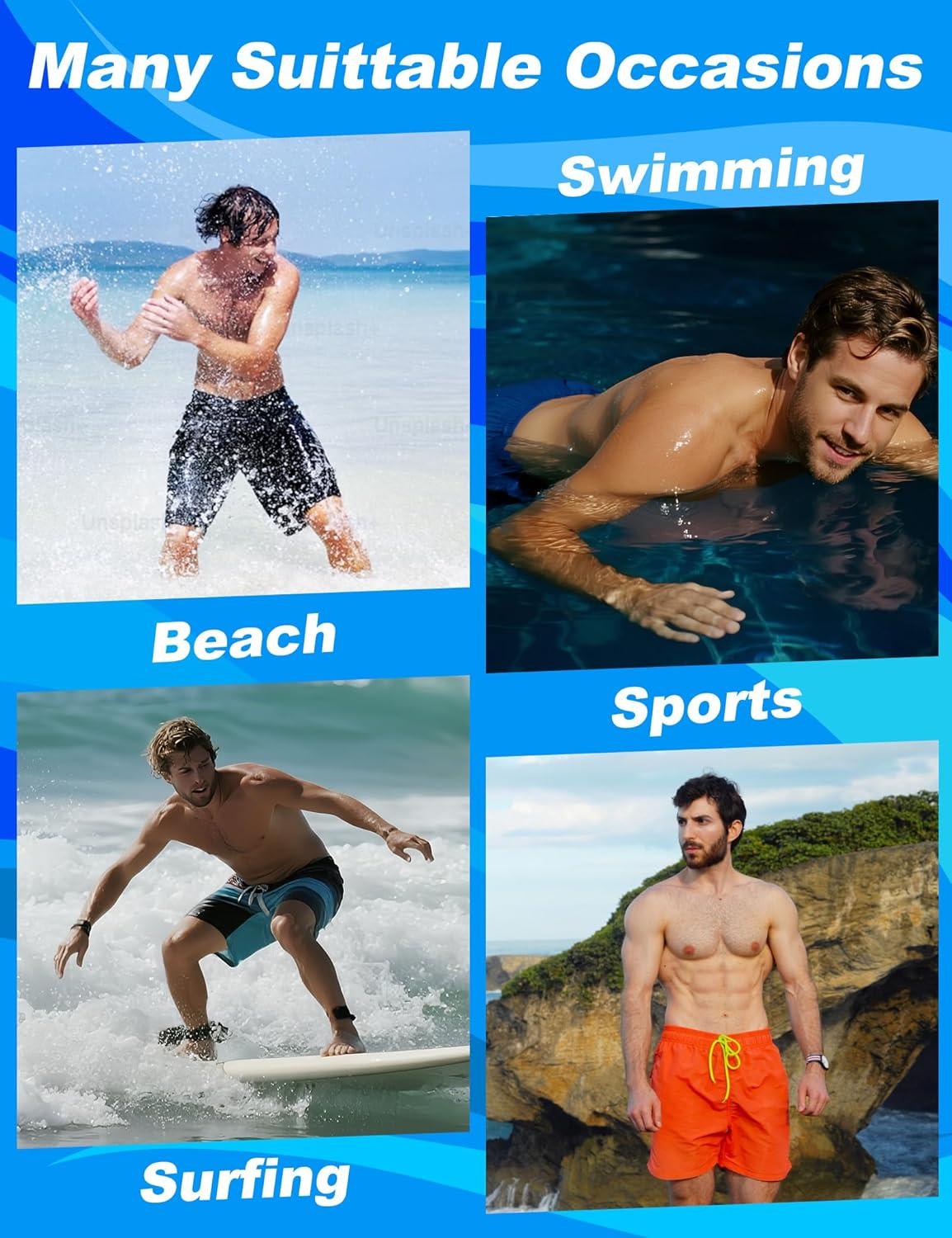 imageAPTRO Mens Swim Trunks with Compression Liner 5quot Quick Dry Bathing Suit Swim Shorts with Zipper Pockets Board Shorts SwimsuitW10 Green Leaves