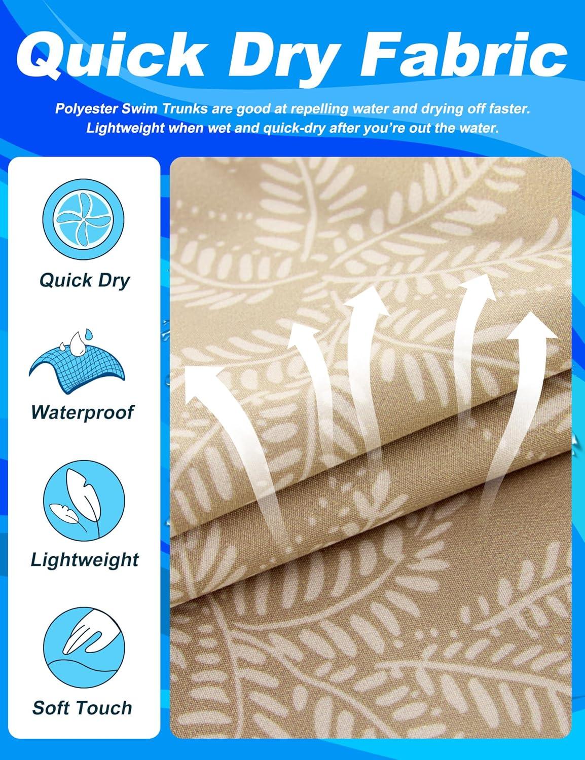 imageAPTRO Mens Swim Trunks with Compression Liner 5quot Quick Dry Bathing Suit Swim Shorts with Zipper Pockets Board Shorts SwimsuitW11 Brown Leaves