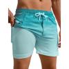 imageAPTRO Mens Swim Trunks with Compression Liner 5quot Quick Dry Bathing Suit Swim Shorts with Zipper Pockets Board Shorts SwimsuitW05cyan