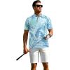 imageAPTRO Golf Shirts for Men Moisture Wicking Hawaiian Polo Shirts Dry Fit with Print and Short SleeveP11 Retro Grey Blue