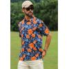 imageAPTRO Golf Shirts for Men Moisture Wicking Hawaiian Polo Shirts Dry Fit with Print and Short SleeveP20 Orange Floral