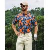 imageAPTRO Golf Shirts for Men Moisture Wicking Hawaiian Polo Shirts Dry Fit with Print and Short SleeveP20 Orange Floral