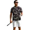 imageAPTRO Golf Shirts for Men Moisture Wicking Hawaiian Polo Shirts Dry Fit with Print and Short SleeveP71 Black Palm