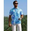 imageAPTRO Golf Shirts for Men Moisture Wicking Hawaiian Polo Shirts Dry Fit with Print and Short SleevePo11 Hibiscus Blue
