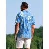 imageAPTRO Golf Shirts for Men Moisture Wicking Hawaiian Polo Shirts Dry Fit with Print and Short SleevePo11 Hibiscus Blue