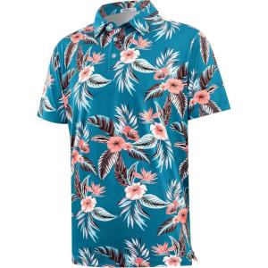 imageAPTRO Golf Shirts for Men Moisture Wicking Hawaiian Polo Shirts Dry Fit with Print and Short SleeveP07 Blue Flower
