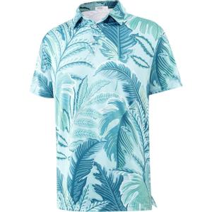 imageAPTRO Golf Shirts for Men Moisture Wicking Hawaiian Polo Shirts Dry Fit with Print and Short SleeveP11 Retro Grey Blue