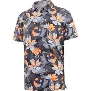 imageAPTRO Golf Shirts for Men Moisture Wicking Hawaiian Polo Shirts Dry Fit with Print and Short SleeveP19 Grey Flower