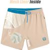 imageAPTRO Mens Swim Trunks 5 inch Board Shorts Quick Dry Bathing Suits with Mesh Lining Beach Swim Shorts with Zipper PocketsLight Beige