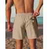 imageAPTRO Mens Swim Trunks 5 inch Board Shorts Quick Dry Bathing Suits with Mesh Lining Beach Swim Shorts with Zipper PocketsLight Beige