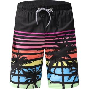 imageAPTRO Mens Quick Dry Swim Trunks 9quot Bathing Suit Breathable Board Shorts Summer Beach SwimwearPalm Black