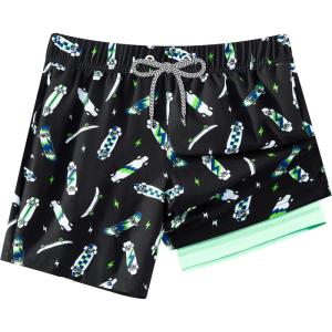 imageAPTRO 2 in 1 Boys Swim Trunks Quick Dry Kids Bathing Suits Zipper Pockets Board Shorts 516YG01skateboard