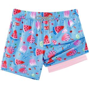 imageAPTRO 2 in 1 Boys Swim Trunks Quick Dry Kids Bathing Suits Zipper Pockets Board Shorts 516YG06watermelon